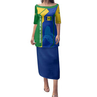 Saint Vincent and the Grenadines Flag Wave Map Family Matching Puletasi and Hawaiian Shirt Caribbean Island Pride Pullover - Wonder Print Shop