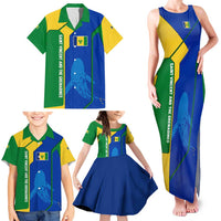 Saint Vincent and the Grenadines Flag Wave Map Family Matching Tank Maxi Dress and Hawaiian Shirt Caribbean Island Pride Pullover - Wonder Print Shop