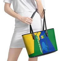 Saint Vincent and the Grenadines Flag Wave Map Leather Tote Bag Caribbean Island Pride Pullover - Wonder Print Shop