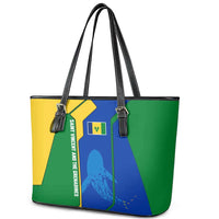 Saint Vincent and the Grenadines Flag Wave Map Leather Tote Bag Caribbean Island Pride Pullover - Wonder Print Shop