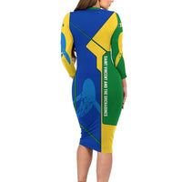 Saint Vincent and the Grenadines Flag Wave Map Long Sleeve Bodycon Dress Caribbean Island Pride Pullover - Wonder Print Shop