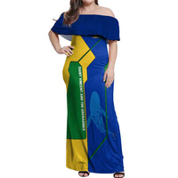 Saint Vincent and the Grenadines Flag Wave Map Off Shoulder Maxi Dress Caribbean Island Pride Pullover - Wonder Print Shop