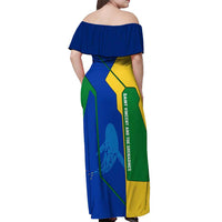 Saint Vincent and the Grenadines Flag Wave Map Off Shoulder Maxi Dress Caribbean Island Pride Pullover - Wonder Print Shop