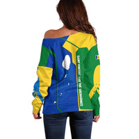 Saint Vincent and the Grenadines Flag Wave Map Off Shoulder Sweater Caribbean Island Pride Pullover - Wonder Print Shop