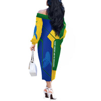 Saint Vincent and the Grenadines Flag Wave Map Off The Shoulder Long Sleeve Dress Caribbean Island Pride Pullover - Wonder Print Shop