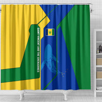 Saint Vincent and the Grenadines Flag Wave Map Shower Curtain Caribbean Island Pride Pullover - Wonder Print Shop