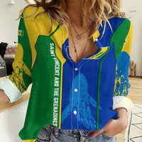 Saint Vincent and the Grenadines Flag Wave Map Women Casual Shirt Caribbean Island Pride Pullover - Wonder Print Shop