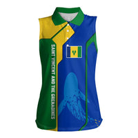 Saint Vincent and the Grenadines Flag Wave Map Women Sleeveless Polo Shirt Caribbean Island Pride Pullover - Wonder Print Shop