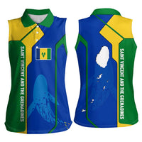 Saint Vincent and the Grenadines Flag Wave Map Women Sleeveless Polo Shirt Caribbean Island Pride Pullover - Wonder Print Shop