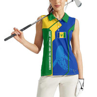 Saint Vincent and the Grenadines Flag Wave Map Women Sleeveless Polo Shirt Caribbean Island Pride Pullover - Wonder Print Shop