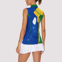 Saint Vincent and the Grenadines Flag Wave Map Women Sleeveless Polo Shirt Caribbean Island Pride Pullover - Wonder Print Shop