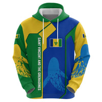 Saint Vincent and the Grenadines Flag Wave Map Zip Hoodie Caribbean Island Pride Pullover - Wonder Print Shop