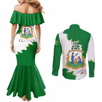 Saint Vincent and the Grenadines Turtle Couples Matching Mermaid Dress and Long Sleeve Button Shirt with Coat of Arms and Green Heritage Design - Wonder Print Shop