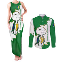 Saint Vincent and the Grenadines Turtle Couples Matching Tank Maxi Dress and Long Sleeve Button Shirt with Coat of Arms and Green Heritage Design - Wonder Print Shop