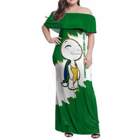 Saint Vincent and the Grenadines Turtle Family Matching Off Shoulder Maxi Dress and Hawaiian Shirt with Coat of Arms and Green Heritage Design - Wonder Print Shop