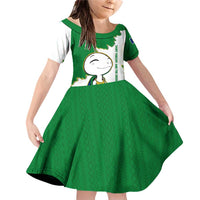 Saint Vincent and the Grenadines Turtle Family Matching Off Shoulder Short Dress and Hawaiian Shirt with Coat of Arms and Green Heritage Design - Wonder Print Shop