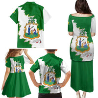 Saint Vincent and the Grenadines Turtle Family Matching Puletasi and Hawaiian Shirt with Coat of Arms and Green Heritage Design - Wonder Print Shop