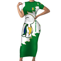 Saint Vincent and the Grenadines Turtle Family Matching Short Sleeve Bodycon Dress and Hawaiian Shirt with Coat of Arms and Green Heritage Design - Wonder Print Shop