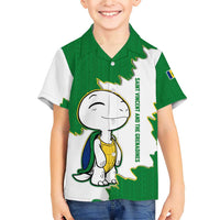 Saint Vincent and the Grenadines Turtle Family Matching Short Sleeve Bodycon Dress and Hawaiian Shirt with Coat of Arms and Green Heritage Design - Wonder Print Shop