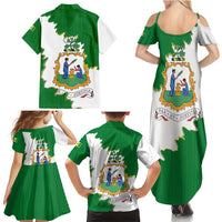 Saint Vincent and the Grenadines Turtle Family Matching Summer Maxi Dress and Hawaiian Shirt with Coat of Arms and Green Heritage Design - Wonder Print Shop