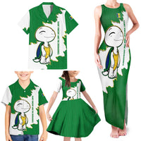Saint Vincent and the Grenadines Turtle Family Matching Tank Maxi Dress and Hawaiian Shirt with Coat of Arms and Green Heritage Design - Wonder Print Shop