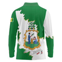 Saint Vincent and the Grenadines Turtle Long Sleeve Polo Shirt with Coat of Arms and Green Heritage Design - Wonder Print Shop
