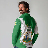 Saint Vincent and the Grenadines Turtle Long Sleeve Polo Shirt with Coat of Arms and Green Heritage Design - Wonder Print Shop