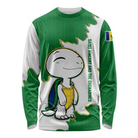 Saint Vincent and the Grenadines Turtle Long Sleeve Shirt with Coat of Arms and Green Heritage Design - Wonder Print Shop