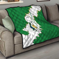 Saint Vincent and the Grenadines Turtle Quilt with Coat of Arms and Green Heritage Design - Wonder Print Shop