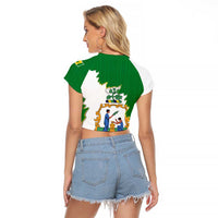 Saint Vincent and the Grenadines Turtle Raglan Cropped T Shirt with Coat of Arms and Green Heritage Design - Wonder Print Shop