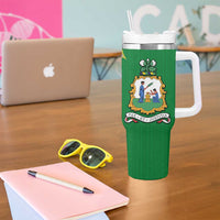 Saint Vincent and the Grenadines Turtle Tumbler With Handle with Coat of Arms and Green Heritage Design - Wonder Print Shop