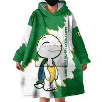 Saint Vincent and the Grenadines Turtle Wearable Blanket Hoodie with Coat of Arms and Green Heritage Design - Wonder Print Shop