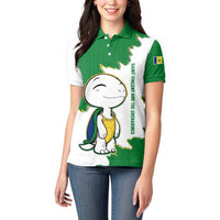 Saint Vincent and the Grenadines Turtle Women Polo Shirt with Coat of Arms and Green Heritage Design - Wonder Print Shop