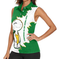 Saint Vincent and the Grenadines Turtle Women Sleeveless Polo Shirt with Coat of Arms and Green Heritage Design - Wonder Print Shop