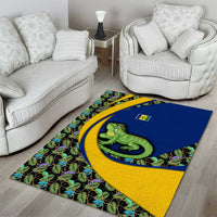 Saint Vincent and the Grenadines Iguana Area Rug with Tropical Leaf Pattern and National Flag - Wonder Print Shop