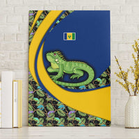 Saint Vincent and the Grenadines Iguana Canvas Wall Art with Tropical Leaf Pattern and National Flag - Wonder Print Shop