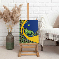 Saint Vincent and the Grenadines Iguana Canvas Wall Art with Tropical Leaf Pattern and National Flag - Wonder Print Shop