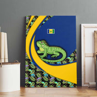 Saint Vincent and the Grenadines Iguana Canvas Wall Art with Tropical Leaf Pattern and National Flag - Wonder Print Shop