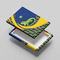 Saint Vincent and the Grenadines Iguana Canvas Wall Art with Tropical Leaf Pattern and National Flag - Wonder Print Shop