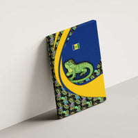 Saint Vincent and the Grenadines Iguana Canvas Wall Art with Tropical Leaf Pattern and National Flag - Wonder Print Shop