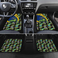 Saint Vincent and the Grenadines Iguana Car Mats with Tropical Leaf Pattern and National Flag - Wonder Print Shop