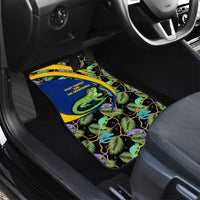Saint Vincent and the Grenadines Iguana Car Mats with Tropical Leaf Pattern and National Flag - Wonder Print Shop