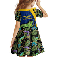 Saint Vincent and the Grenadines Iguana Family Matching Off Shoulder Maxi Dress and Hawaiian Shirt with Tropical Leaf Pattern and National Flag - Wonder Print Shop