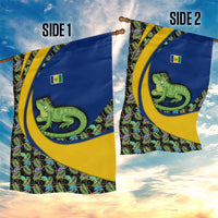 Saint Vincent and the Grenadines Iguana Garden Flag with Tropical Leaf Pattern and National Flag - Wonder Print Shop
