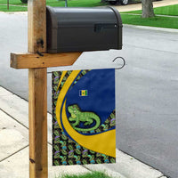 Saint Vincent and the Grenadines Iguana Garden Flag with Tropical Leaf Pattern and National Flag - Wonder Print Shop