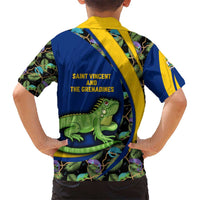Saint Vincent and the Grenadines Iguana Hawaiian Shirt with Tropical Leaf Pattern and National Flag - Wonder Print Shop
