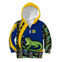 Saint Vincent and the Grenadines Iguana Kid Hoodie with Tropical Leaf Pattern and National Flag - Wonder Print Shop
