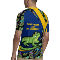 Saint Vincent and the Grenadines Iguana Rugby Jersey with Tropical Leaf Pattern and National Flag - Wonder Print Shop