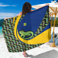 Saint Vincent and the Grenadines Iguana Sarong with Tropical Leaf Pattern and National Flag - Wonder Print Shop