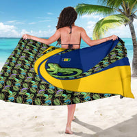 Saint Vincent and the Grenadines Iguana Sarong with Tropical Leaf Pattern and National Flag - Wonder Print Shop